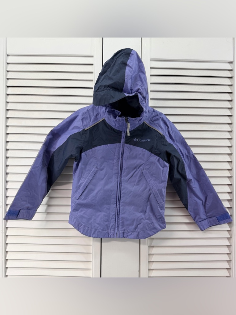 Columbia Girls' Hooded wet reflect xxs 4/5 Rain Jacket - Purple & blue
